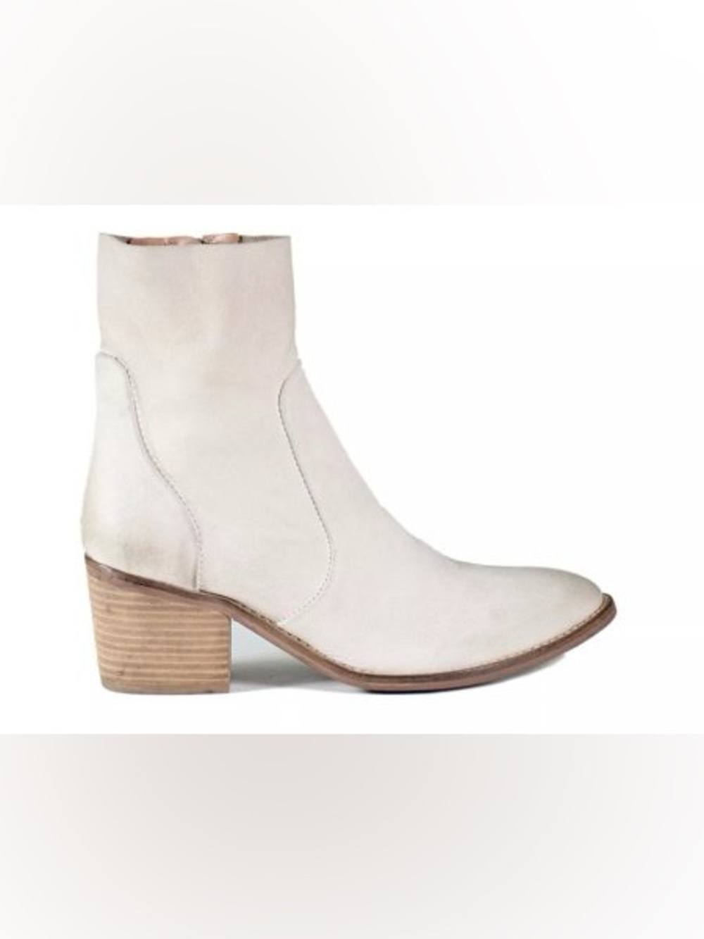 NEW DibaTru Majestic Women's Off White Stacked Heel Bootie Size 8